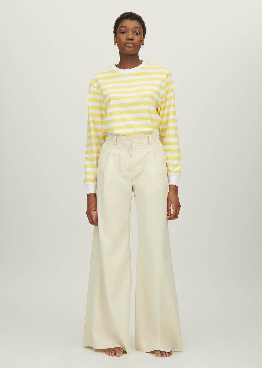Bella Freud - Yellow Summer Stripe Long-Sleeved Breton T-Shirt - 32 The Guild