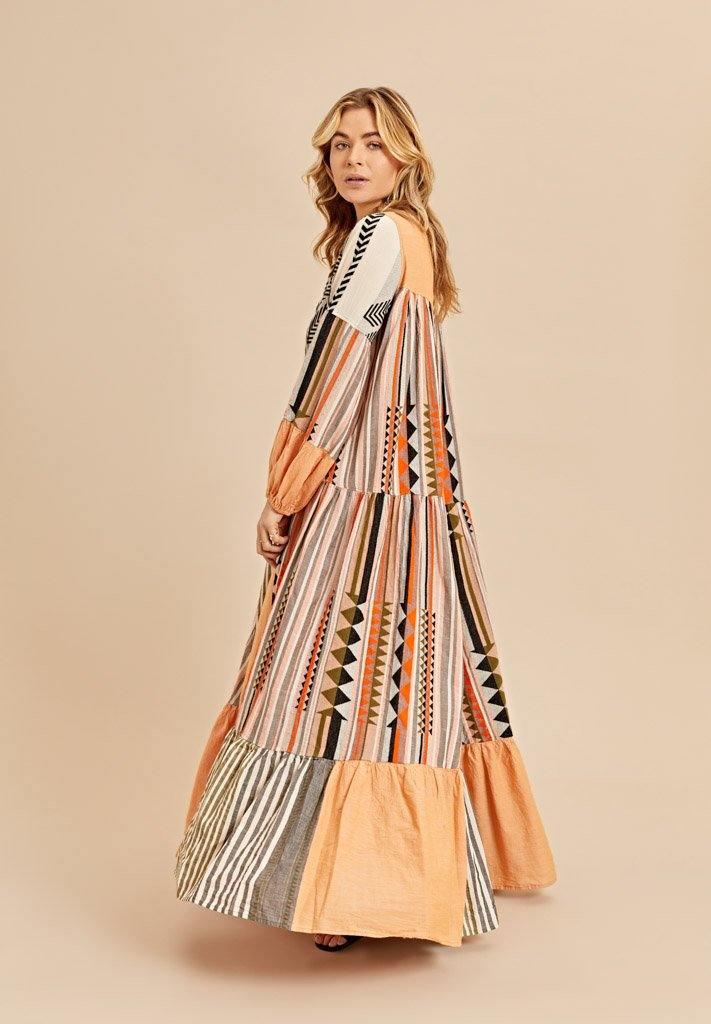 Devotion Twins - Zakar Khaki Long Embroidered Dress - 32 The Guild