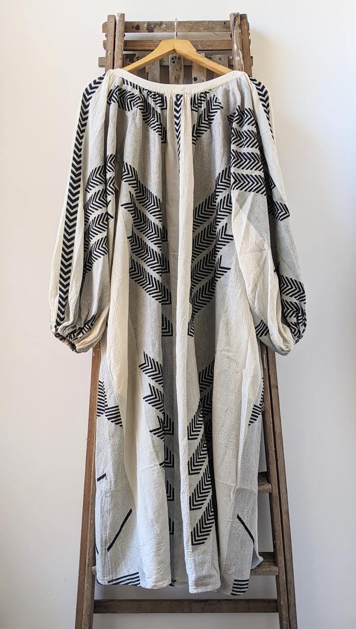 Devotion Twins - Zakar Monochrome Embroidered Long Dress - 32 The Guild