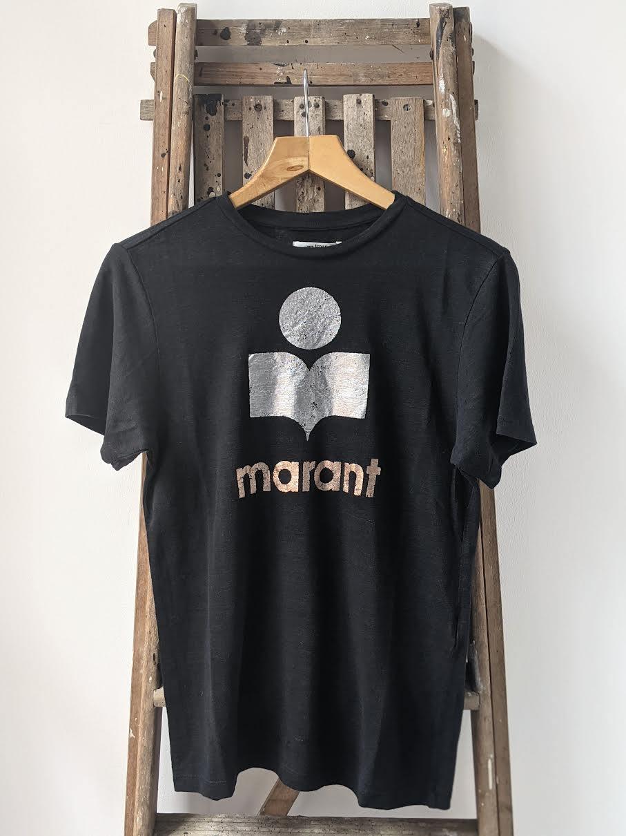 isabel marant etoil zewel black linen t-shhirt