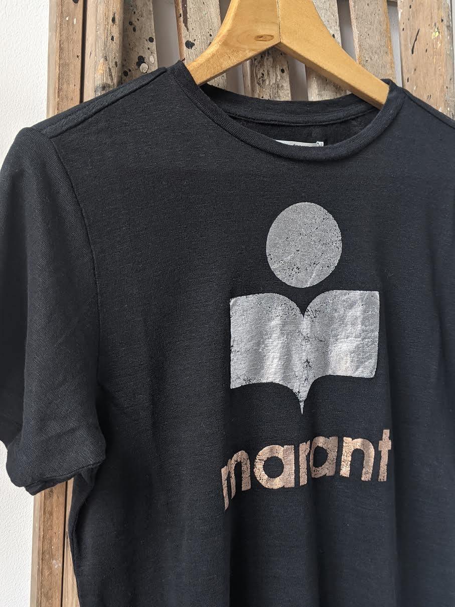 isabel marant etoil zewel black linen t-shhirt