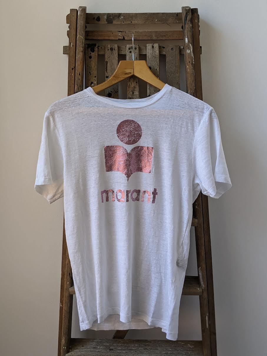 isabel marant etoile zewel pink linen t-shirt