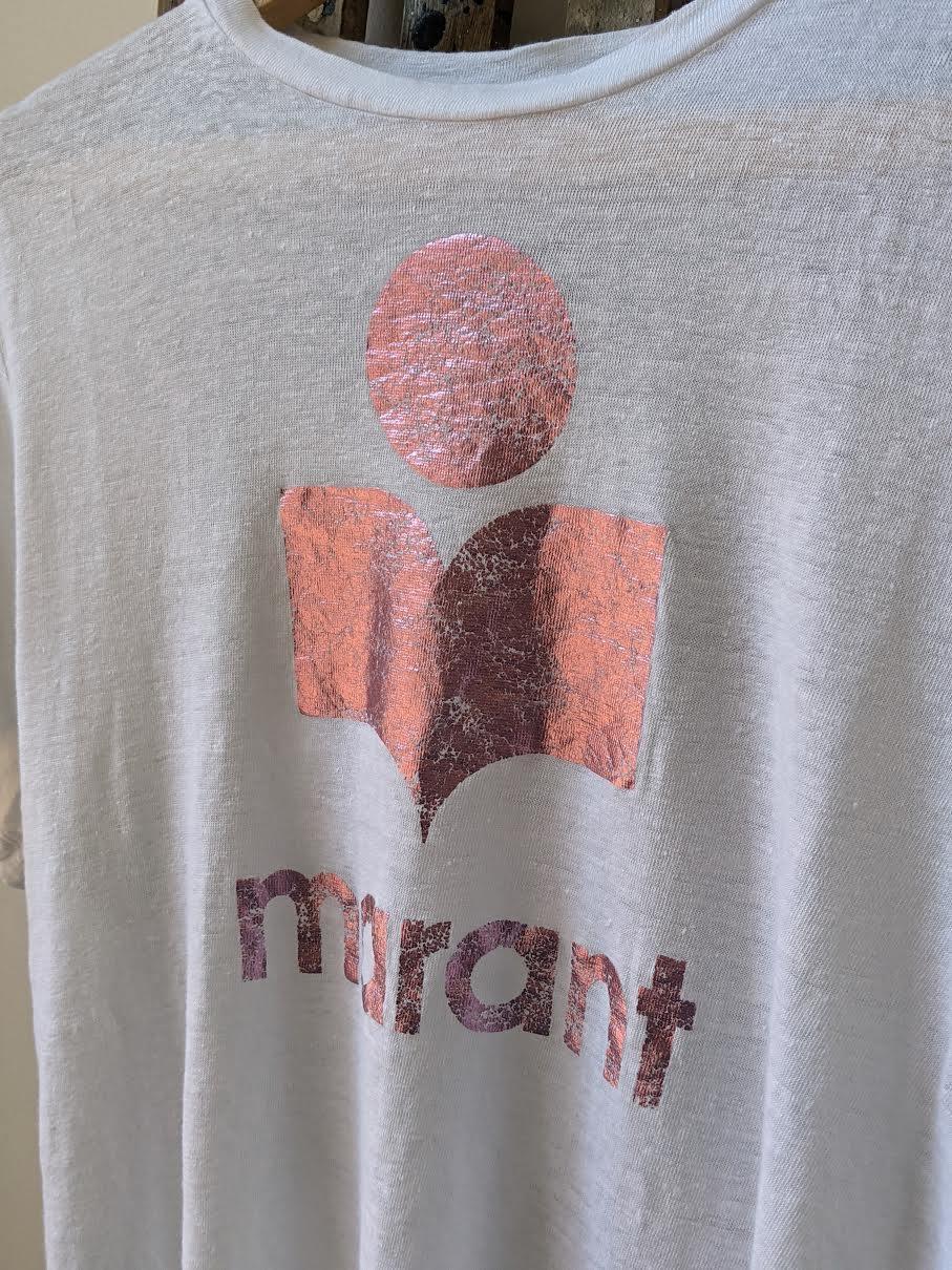 isabel marant etoile zewel pink linen t-shirt