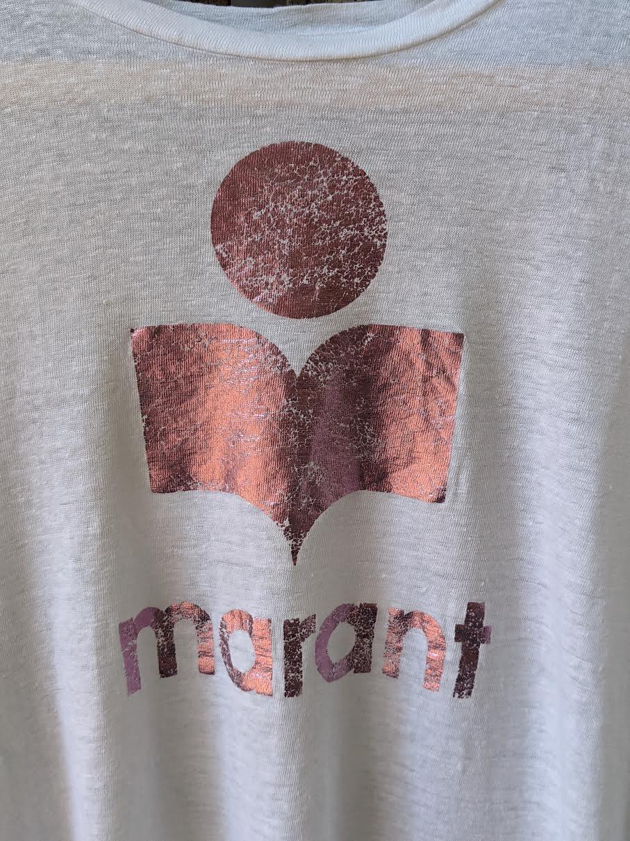 isabel marant etoile zewel pink linen t-shirt