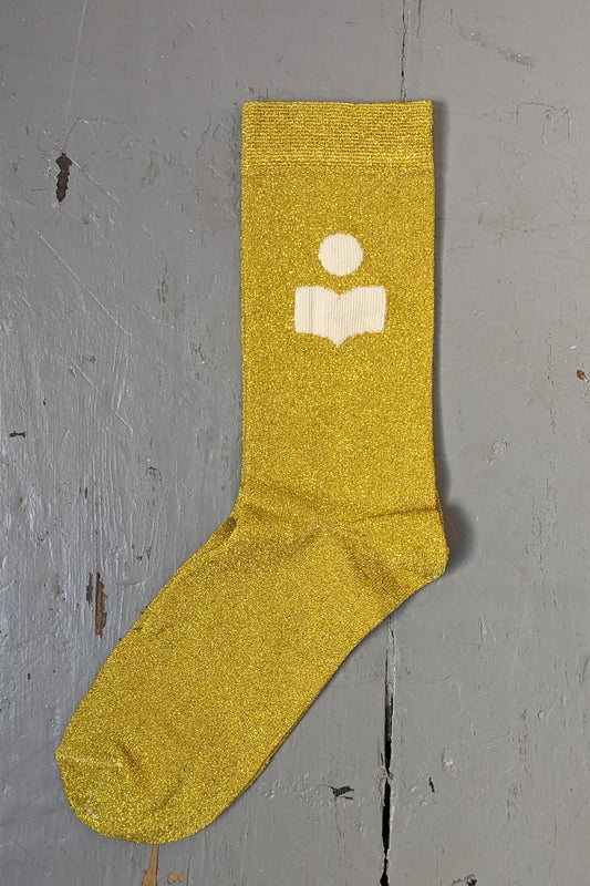 Isabel Marant - Slazia Yellow Lurex Logo Socks - 32 The Guild