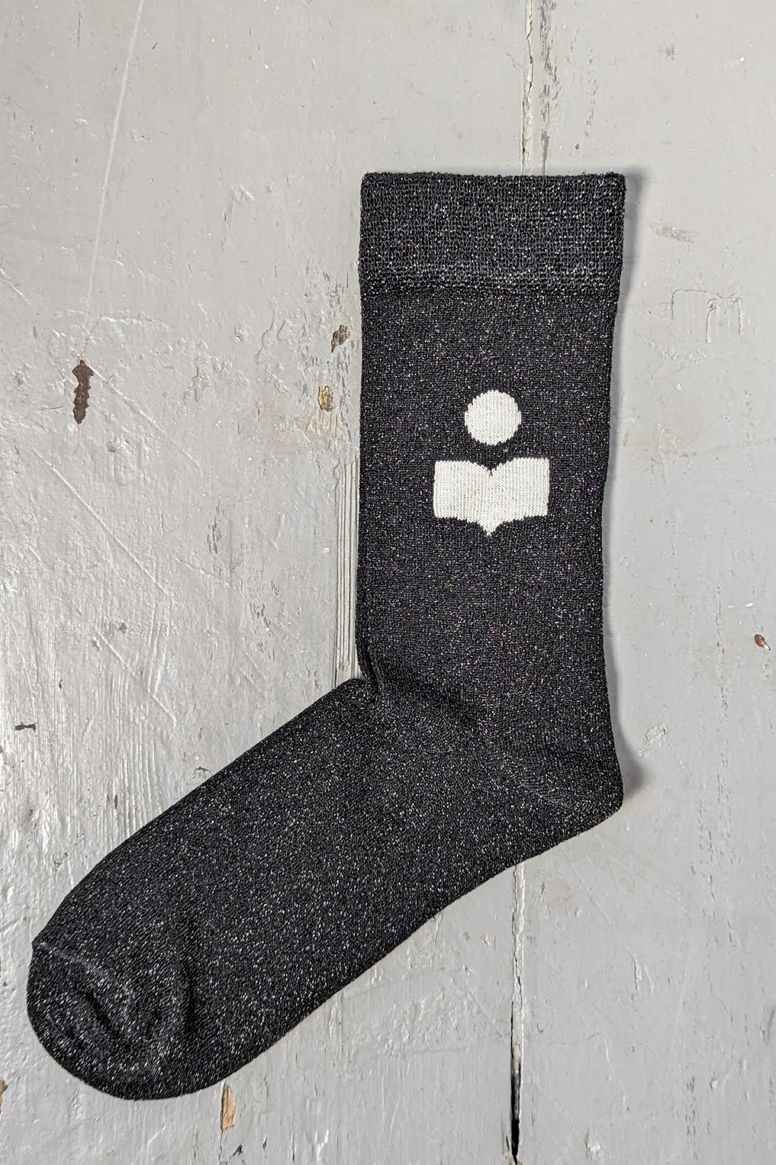 Isabel Marant - Slazia Black Lurex Logo Socks - 32 The Guild