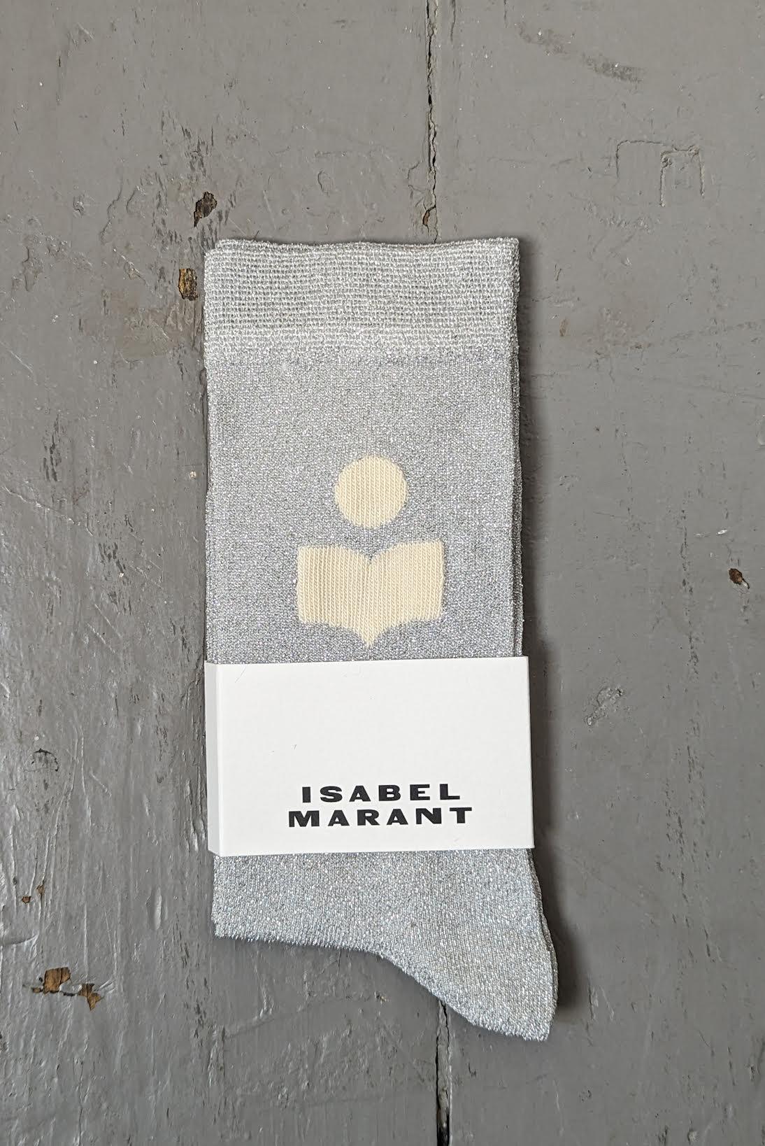 Isabel Marant - Slazia Silver Lurex Logo Socks - 32 The Guild
