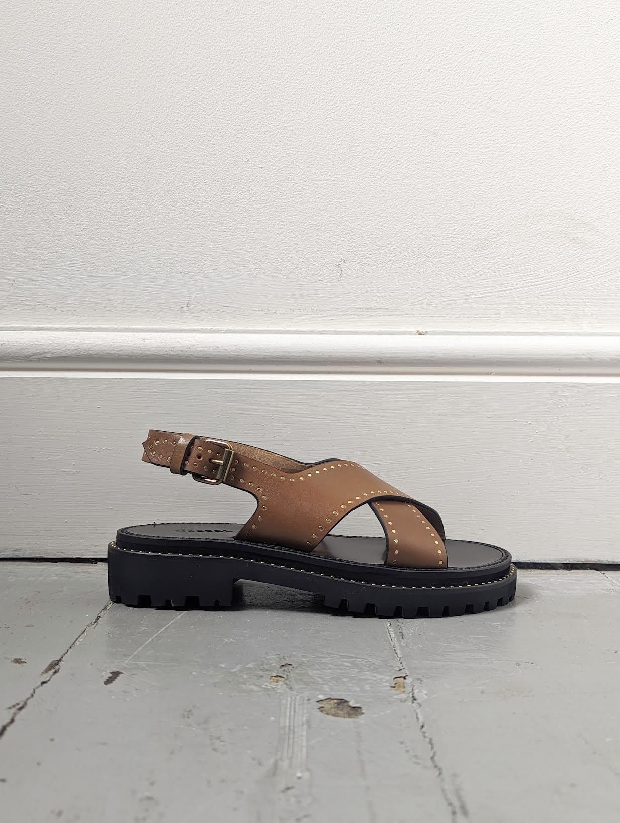 Isabel Marant - Baem Havana Studded Sandals - 32 The Guild