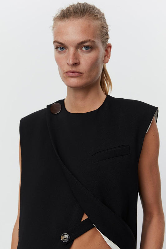Day Birger - Enid Asymmetrical Black Sleeveless Vest