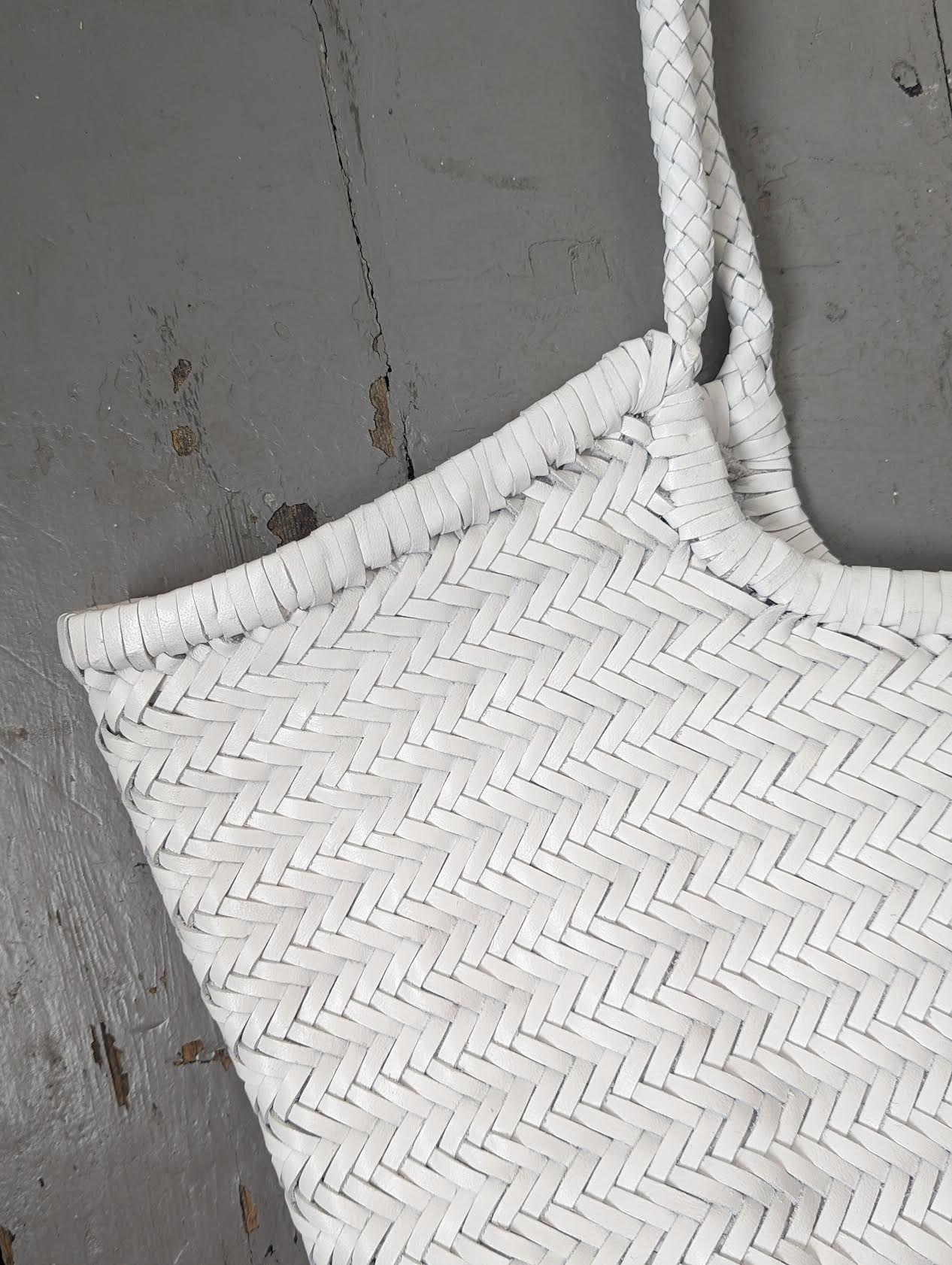 Nantucket White Woven Leather Bag