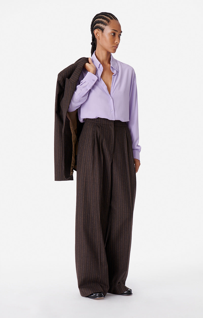 Ticiano Cacao Wide-Leg Tailored Trousers