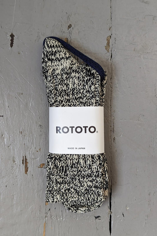 Rototo - Black Ribbed Crew Socks - 32 The Guild