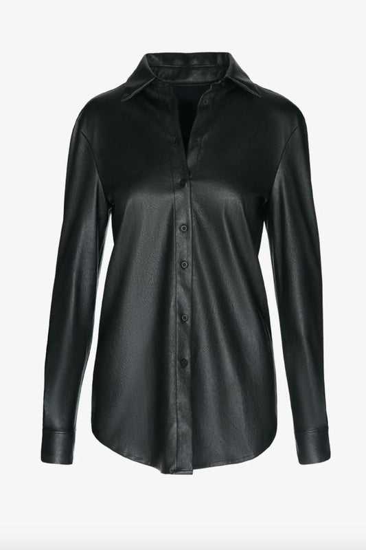 Lightweight Faux-Leather Black Shirt