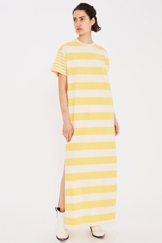 Yellow Sunshine Striped T-Shirt Dress