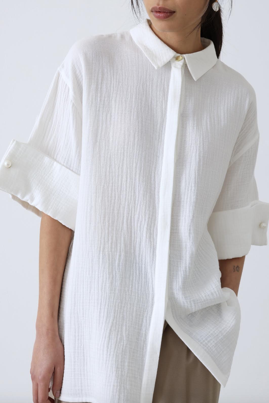 Mother of Pearl - Camille Textured White Pearl Shirt - Image 1