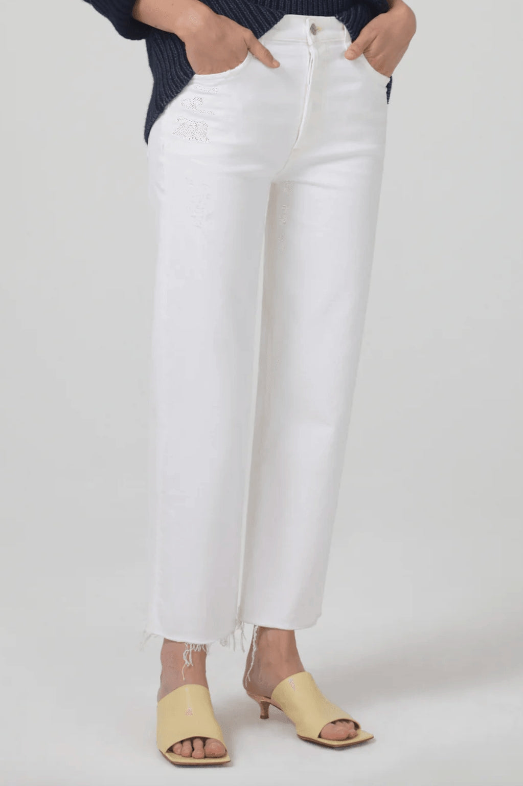 Florence White Chantilly Raw-Edge Jeans