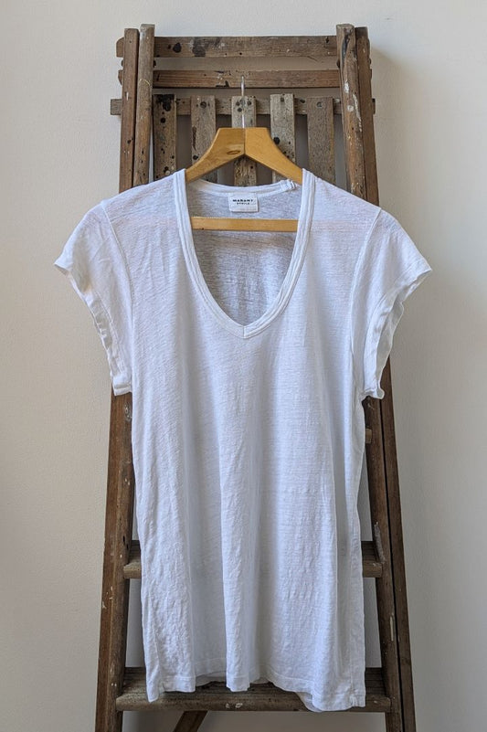 Marant Etoile White Linen T-Shirt size L