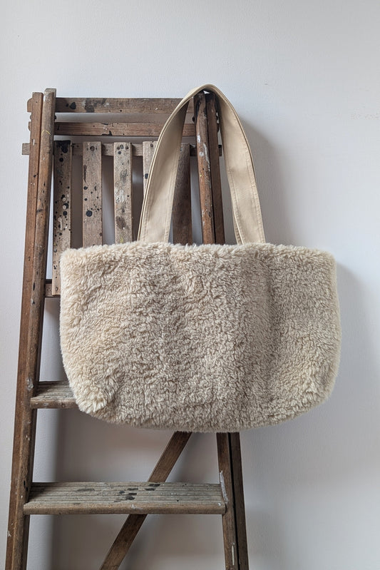 Soho Ecru Faux-Fur Tote Bag