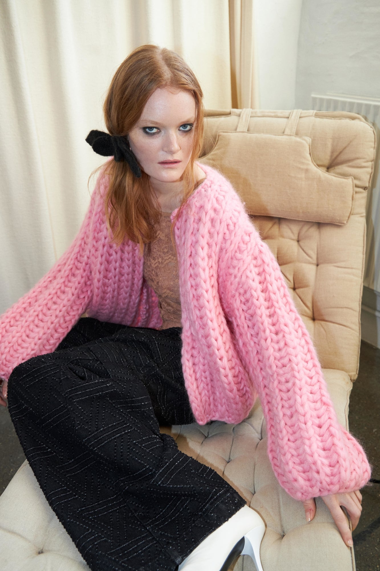 Paloma Super Pink Chunky Knit Cardigan