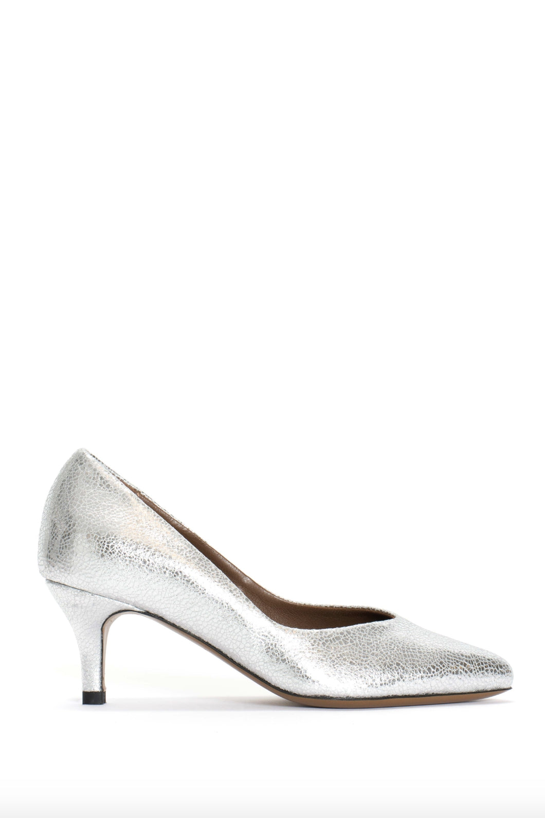 Trini Crackled Leather Silver Shoes