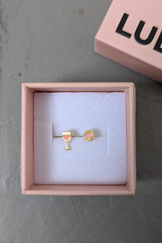 Rosé & Circle Single Stud Earring