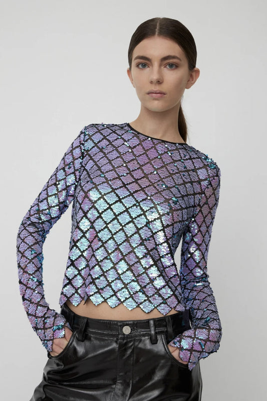 Iridescent Purple Sequin Blouse