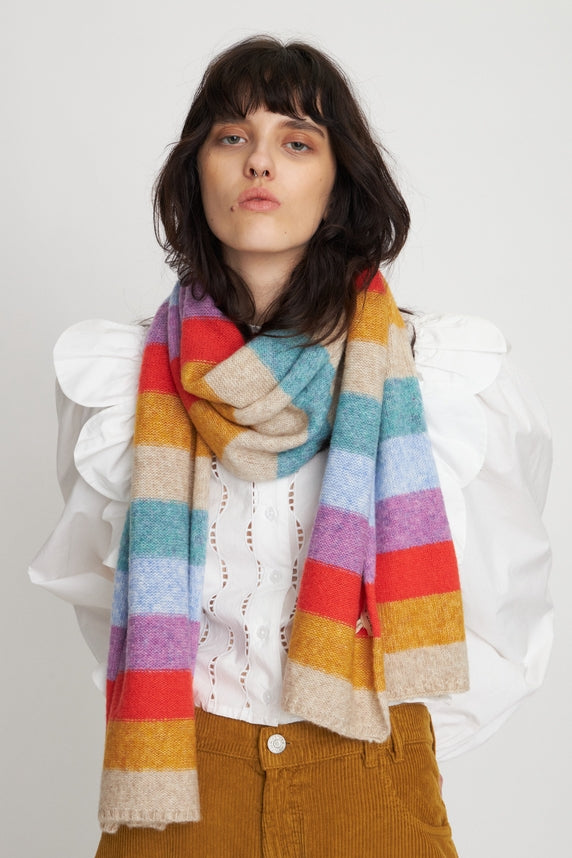 Multi-Coloured Striped Scarf