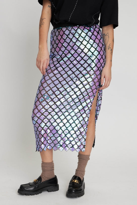 Iridescent Purple Sequin Skirt