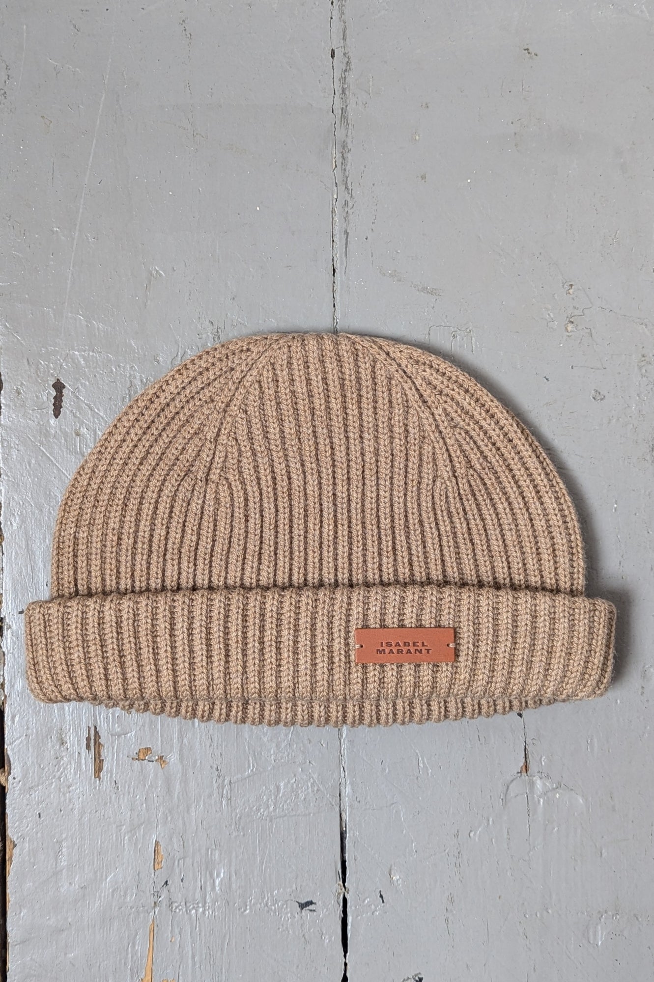 Erina Taupe Merino Camel Beanie Hat