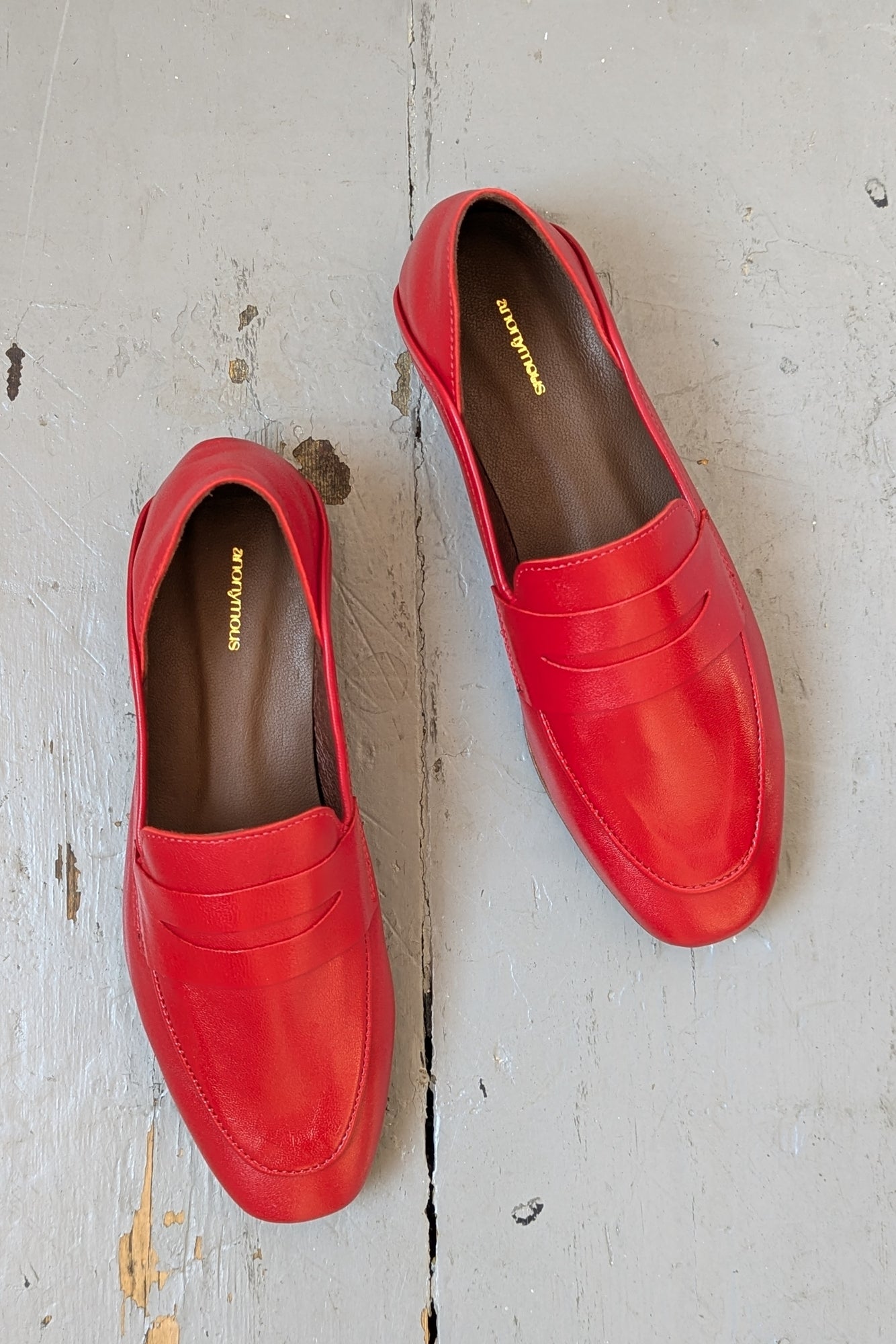 Lindsay Red Leather Loafers