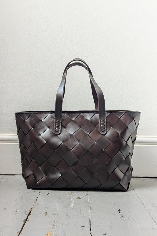 Japan Dark Brown Crossover Leather Tote