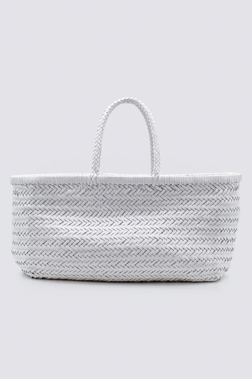 Bamboo White Triple Jump Woven Leather Bag