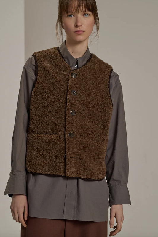 Fusil Marron Faux-Shearling Gilet