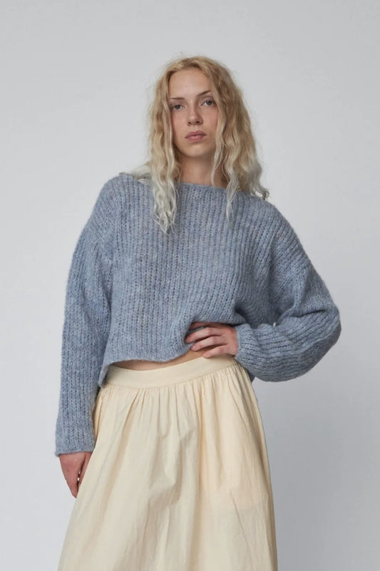 Light Blue Melange Alpaca Knit