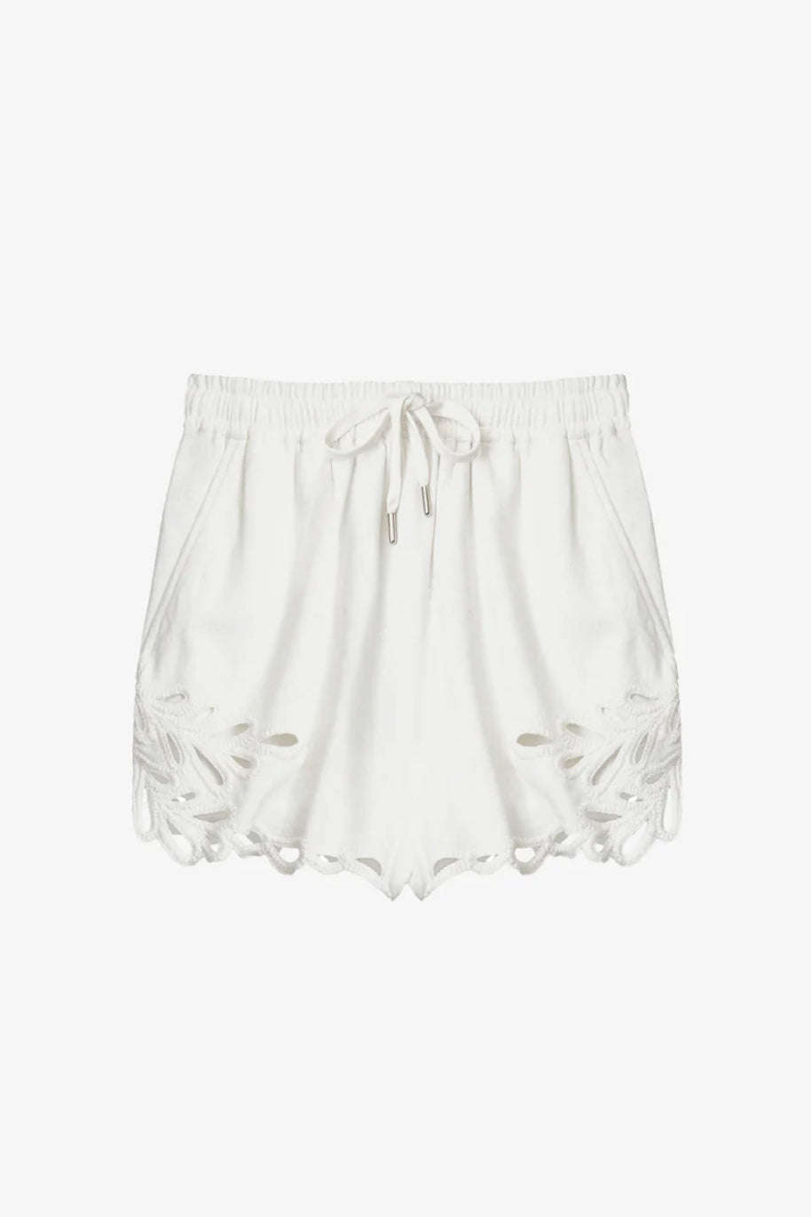 Safa White Cotton Embroidered Shorts