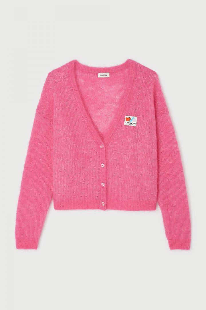 pink American Vintage cardigan on white backround