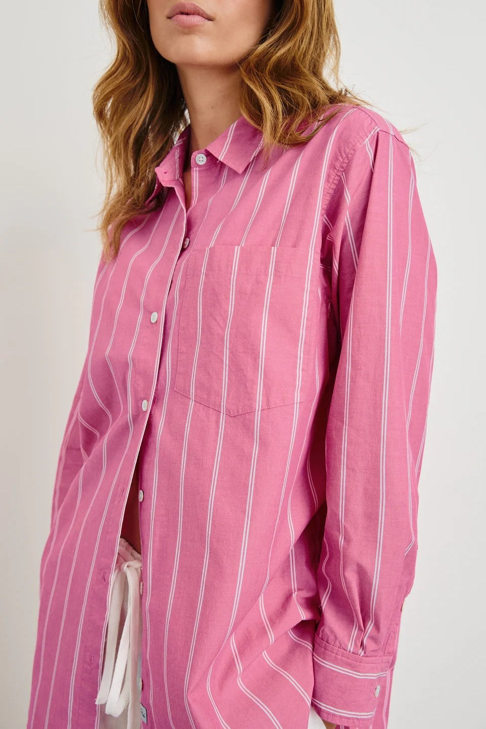 Elsa Shirt Hibiscus White Stripe