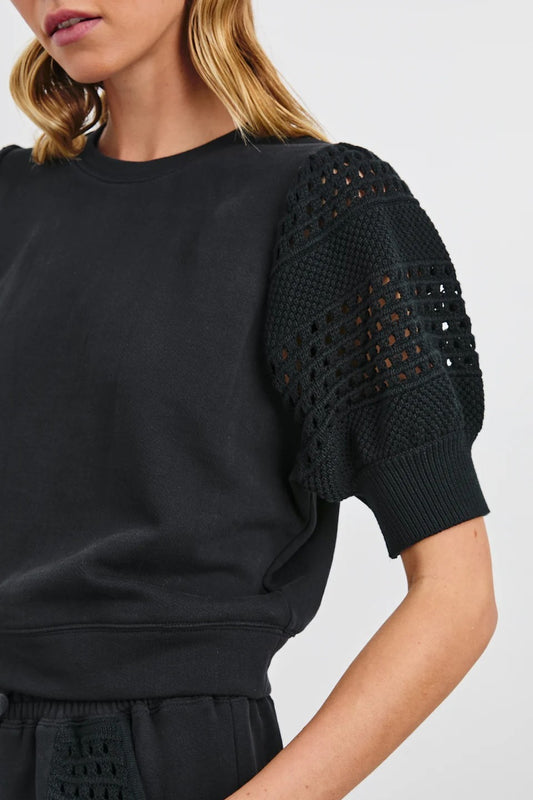 Kimberly Black Crochet Detail Top