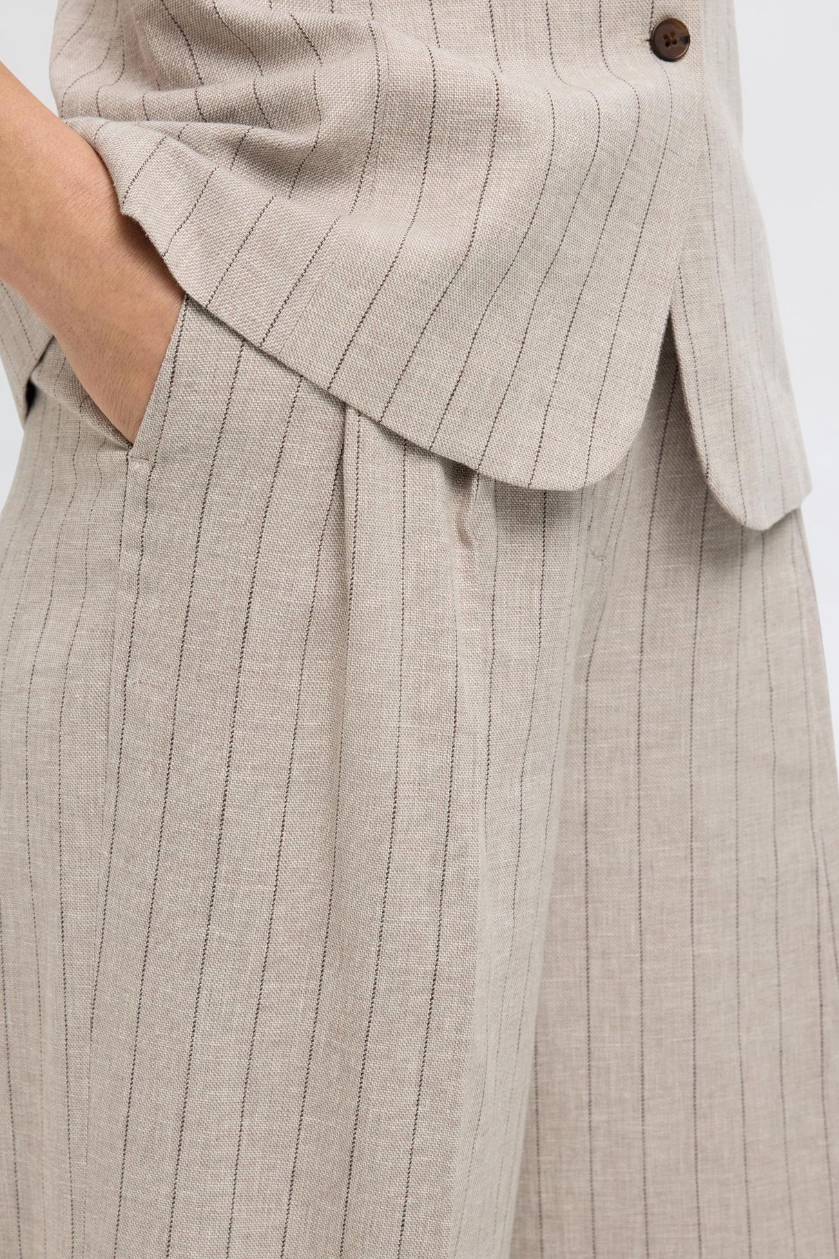 Linen Blend Slfvilka Wide Leg Trousers