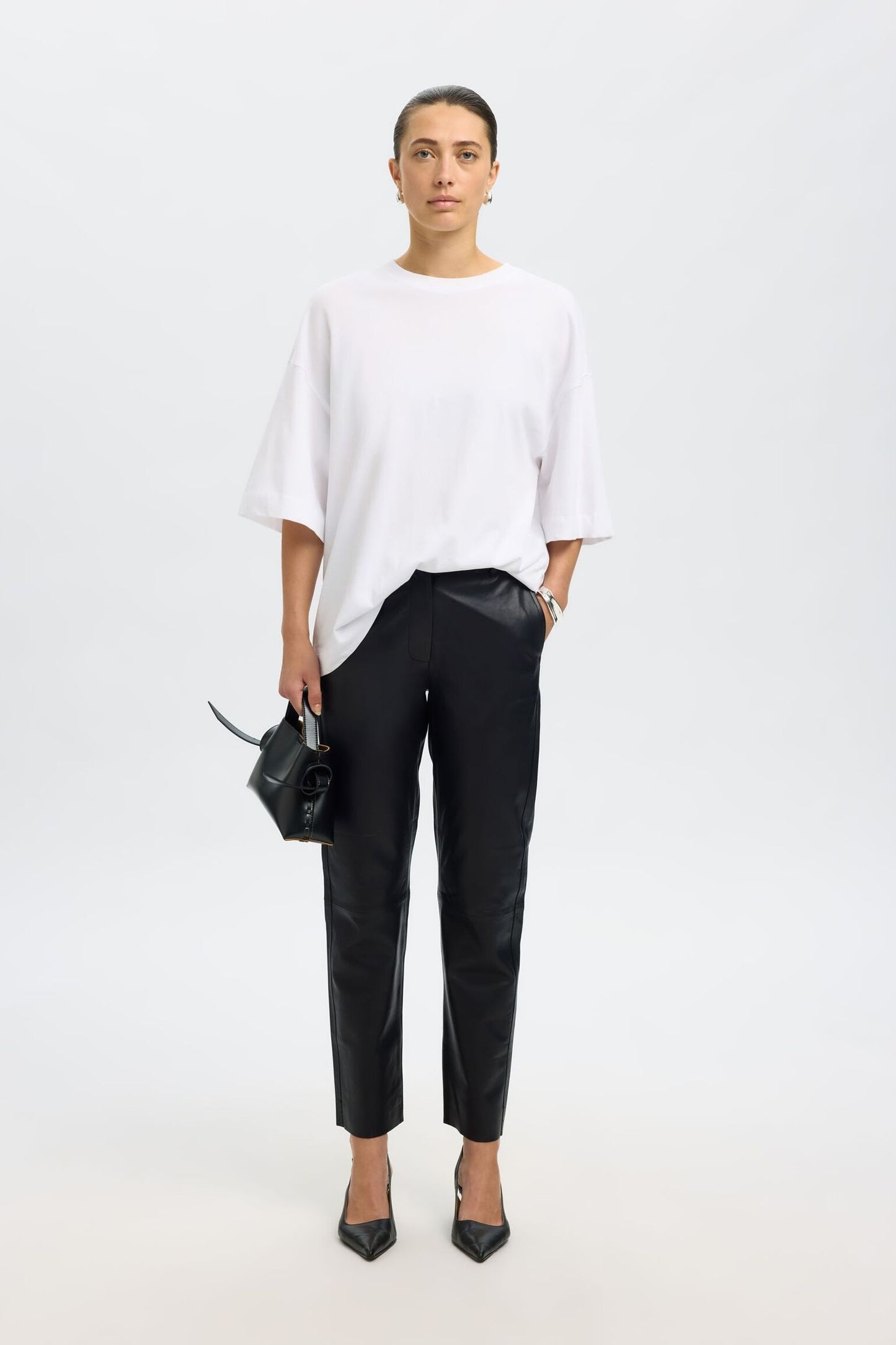 Slfmarie Tapered Leather Trousers