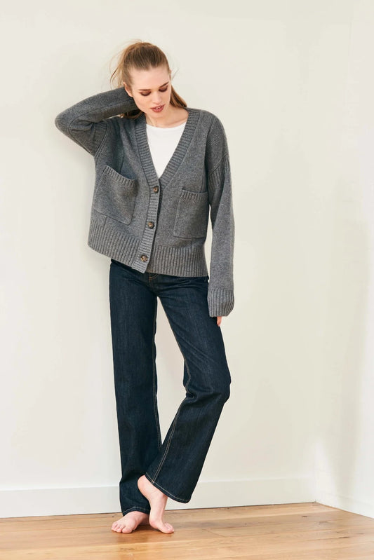 Guernsey Charcoal Wool and Cashmere Cardigan