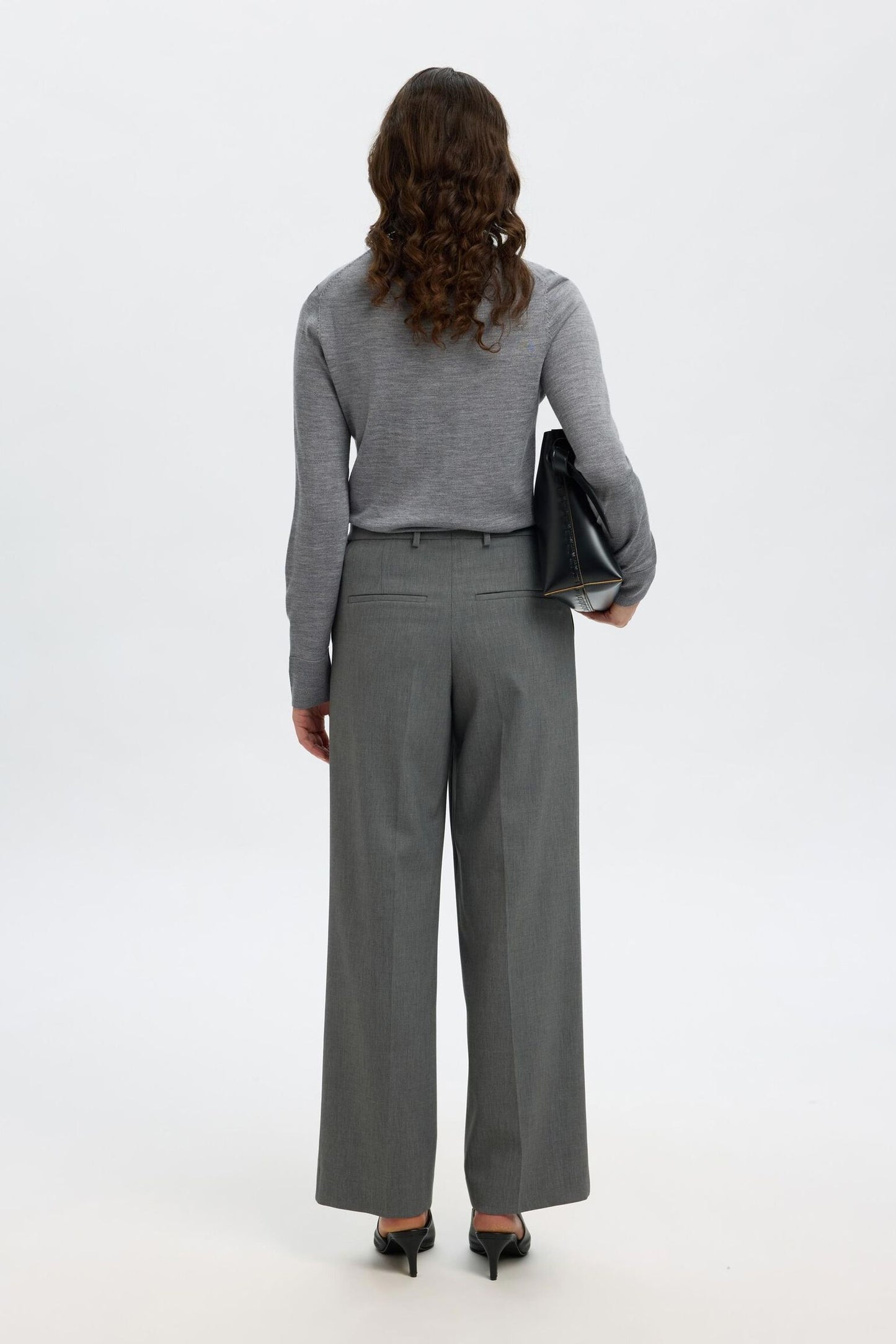 Slfthea 100% Merino Grey Melange Wool Sweater