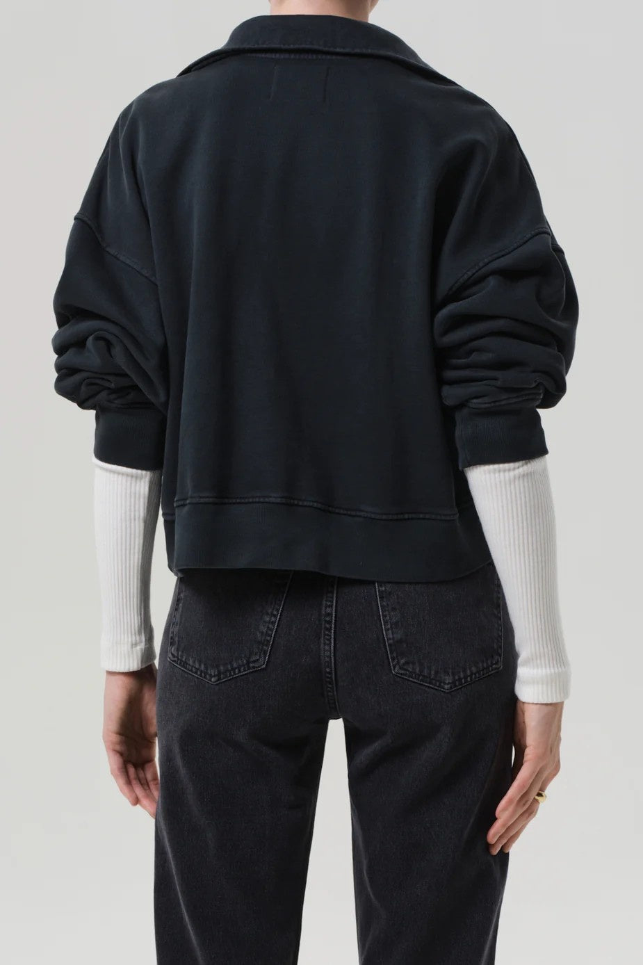Mirelle Charcoal Funnel Neck Button Sweatshirt