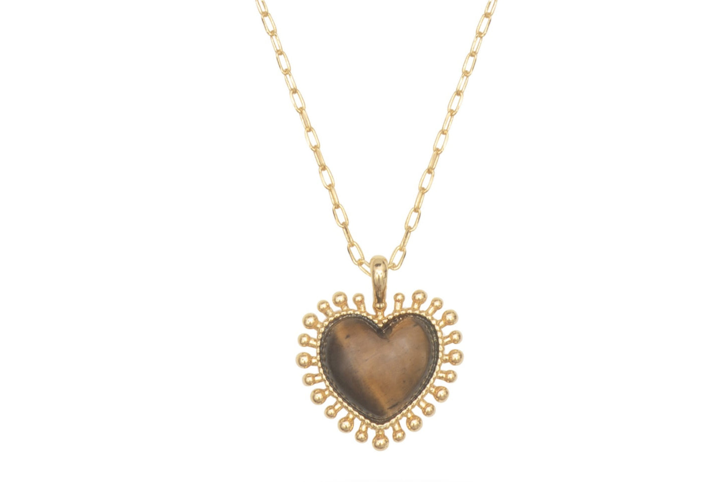 Mini Heart Tiger Eye Pendant Necklace