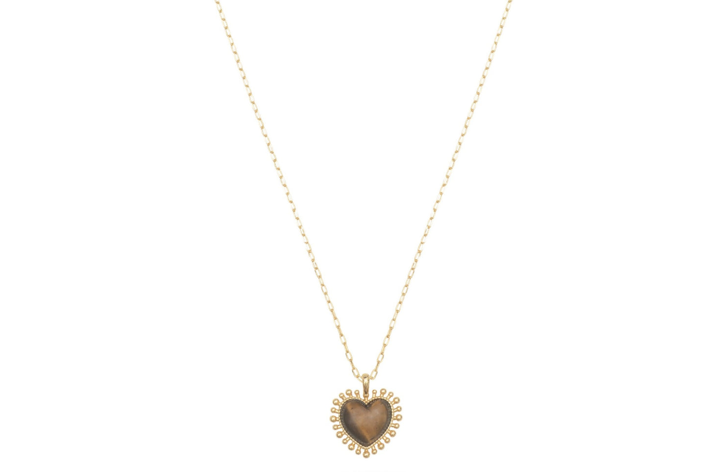 Mini Heart Tiger Eye Pendant Necklace