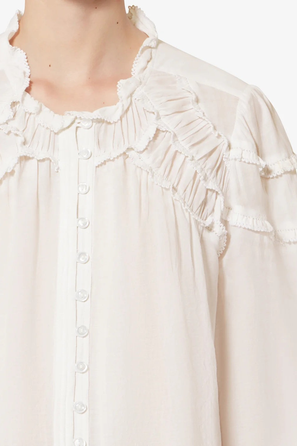 Christa White Ruffle Blouse