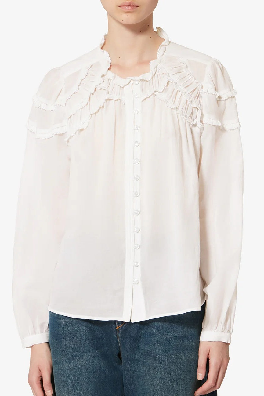 Christa White Ruffle Blouse