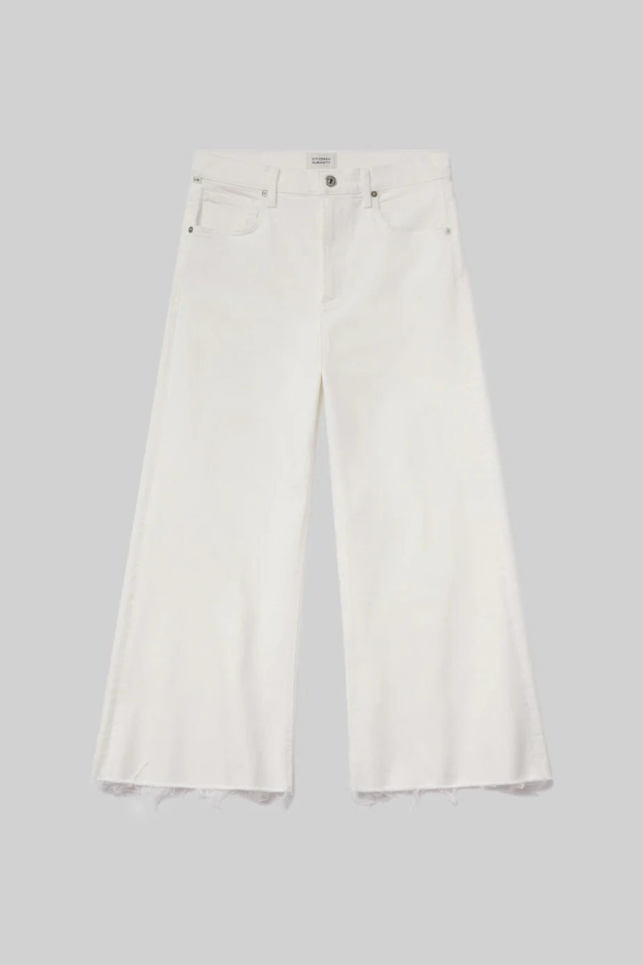 Lyra Wide Leg Raw Hem White Jeans