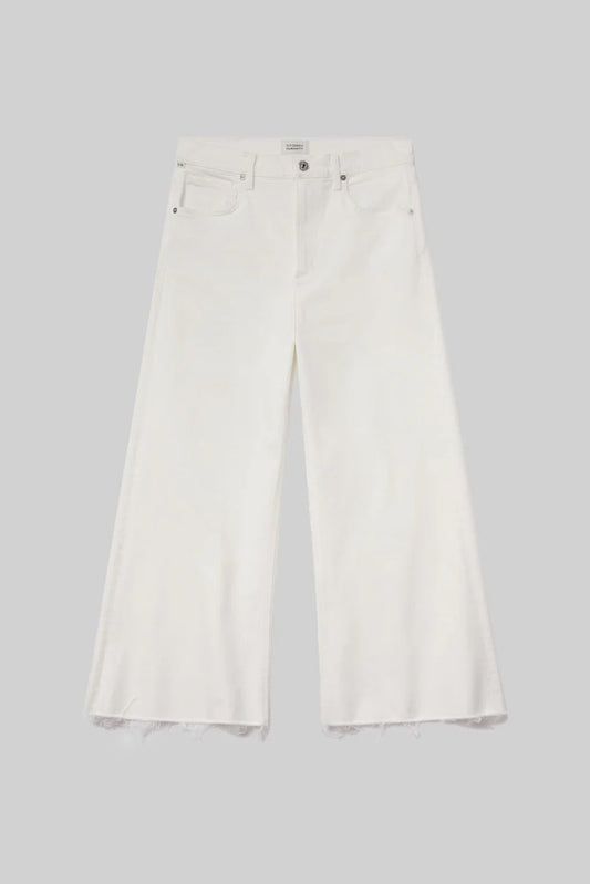 Lyra Wide Leg Raw Hem White Jeans