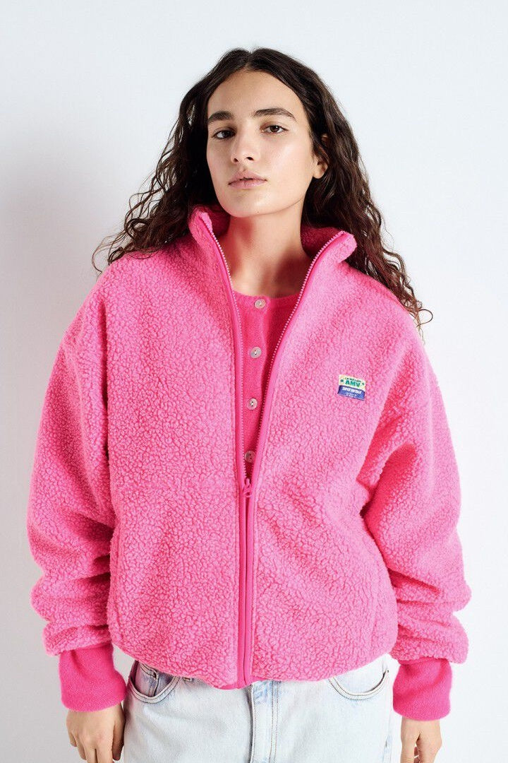 Hoktown Acid Pink Melange Zip Fleece
